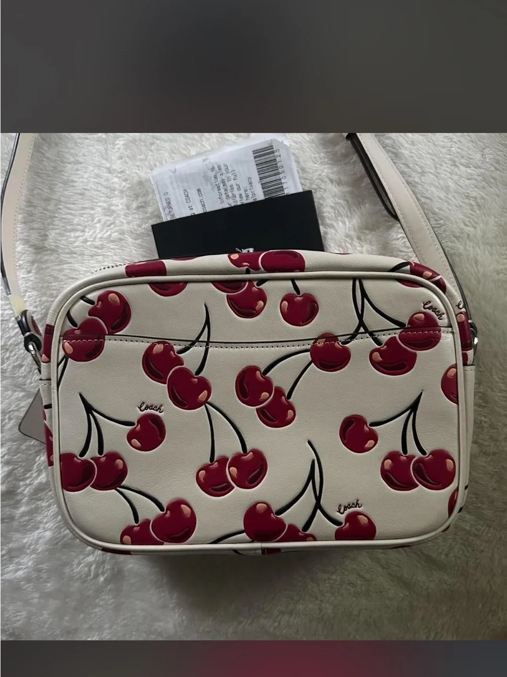 Coach White Cherry Print Crossbody Bag